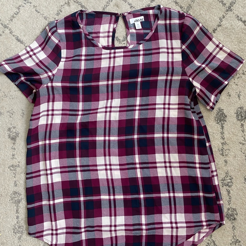 Abound purple checkerd Flowy Blouse size M
